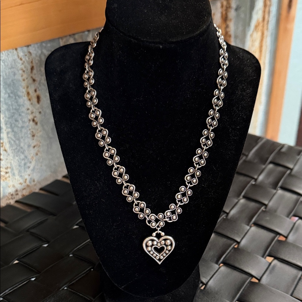 Elegant Brighton, Silver Heart Necklace. 16”